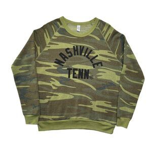Project 615 Sweater Women's Size Medium Nashville Tennessee Camo Sweatshirt